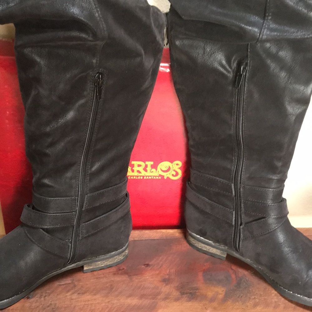 Carlos Black Over-the-Knee Buckle Boots #3026 - Picture 3 of 8